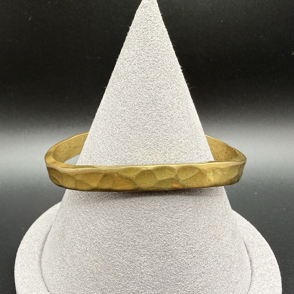 Vintage Sausalito Craftworks Hammered Brass Open Cuff Bracelet Minimal Brutalist